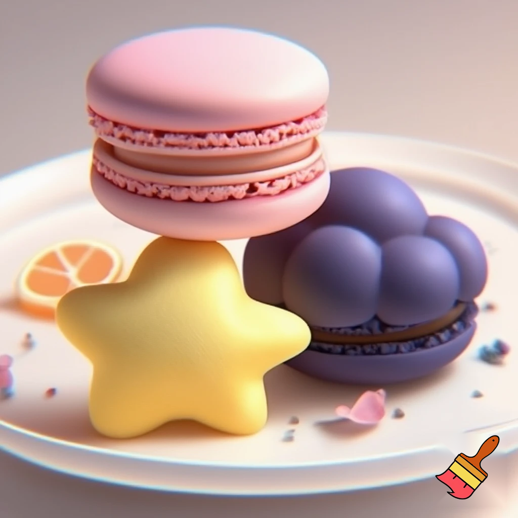 3 different types macaroons in different shapes and colors/ flavors