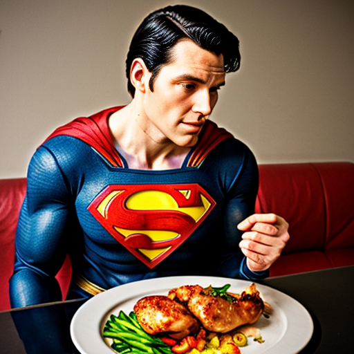 superman eating chicken