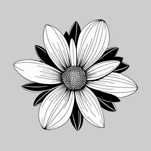Flower doodle, black and white