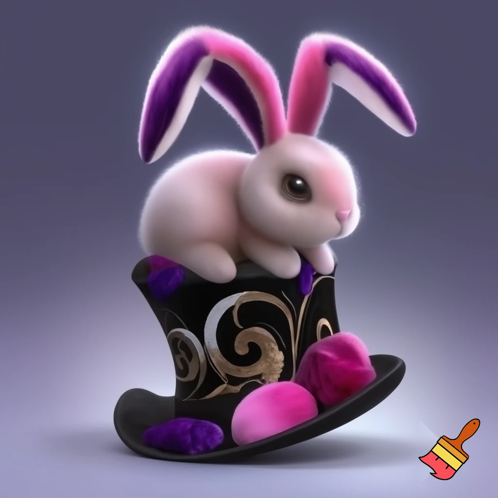 Old top hat velvet dark black golden purple white and purple bunny ears and velvet pink and purple top hat velvet purple and white