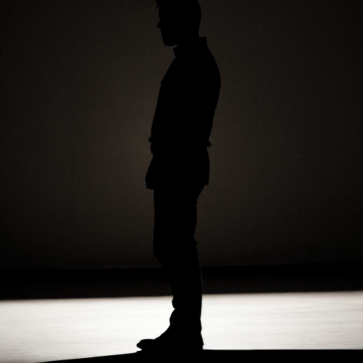 Male full body side angle silhouette black silhouette, sad 
