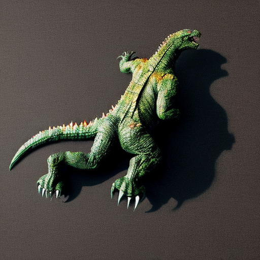 godzilla with a 2 legs an floor + big an tailed from a kaiju in realistic photography the a physics an video a style and white a color an screenshot to a background a style