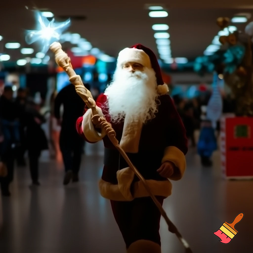Santa Claus magic walking stick staff Russia shopping Centre Australia shopping immune in a star