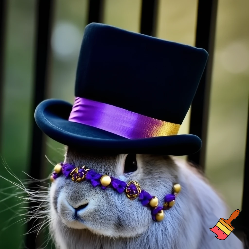 Easter bunny top hat, Easter balcony headband, purple and gold headband top hat