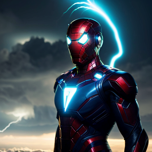 A handsome Asian man flying high above the clouds during a lightning storm, beginning to transform into a futuristic electric blue superhero, nano technology armor forming around his body piece by piece with glowing blue particles, sleek metallic suit with luminous neon blue energy lines, bright arc reactor glowing in his chest, helmet partially closing but still revealing part of his face, confident heroic expression, sharp jawline, short black hair, massive electric blue plasma wings made of lightning emerging from his back, powerful energy aura, cinematic dramatic lighting, volumetric clouds, epic camera movement, slow motion moments, ultra realistic, 8k, blockbuster superhero movie quality, marvel cinematic style, masterpiece