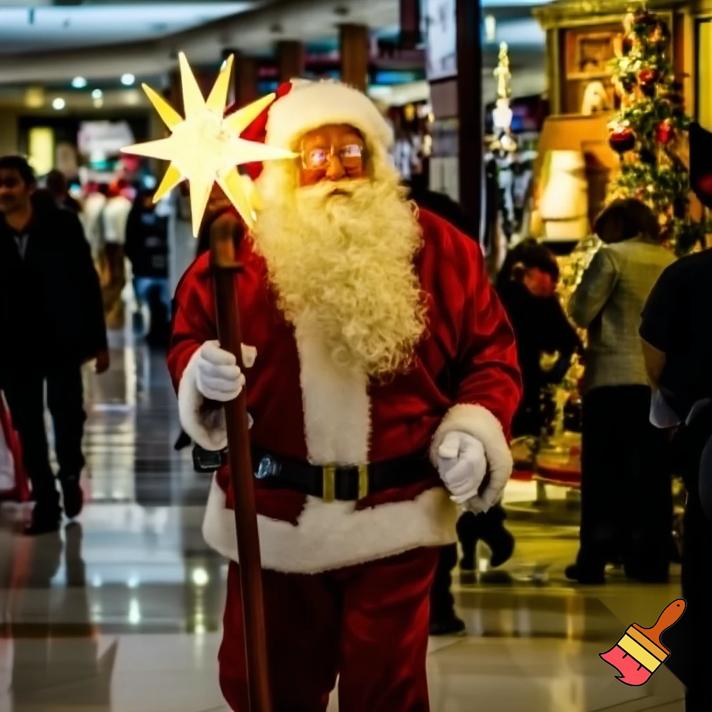 Santa Claus walking at the shopping centre a wizard Santa Claus the real Santa Claus🌟💫🎄🎁🎁🎁🎁🎁🎁🎁🎁🎁🎁🎁🎁 stick with a star walking stick with the star Santa Claus special Santa Claus🌠