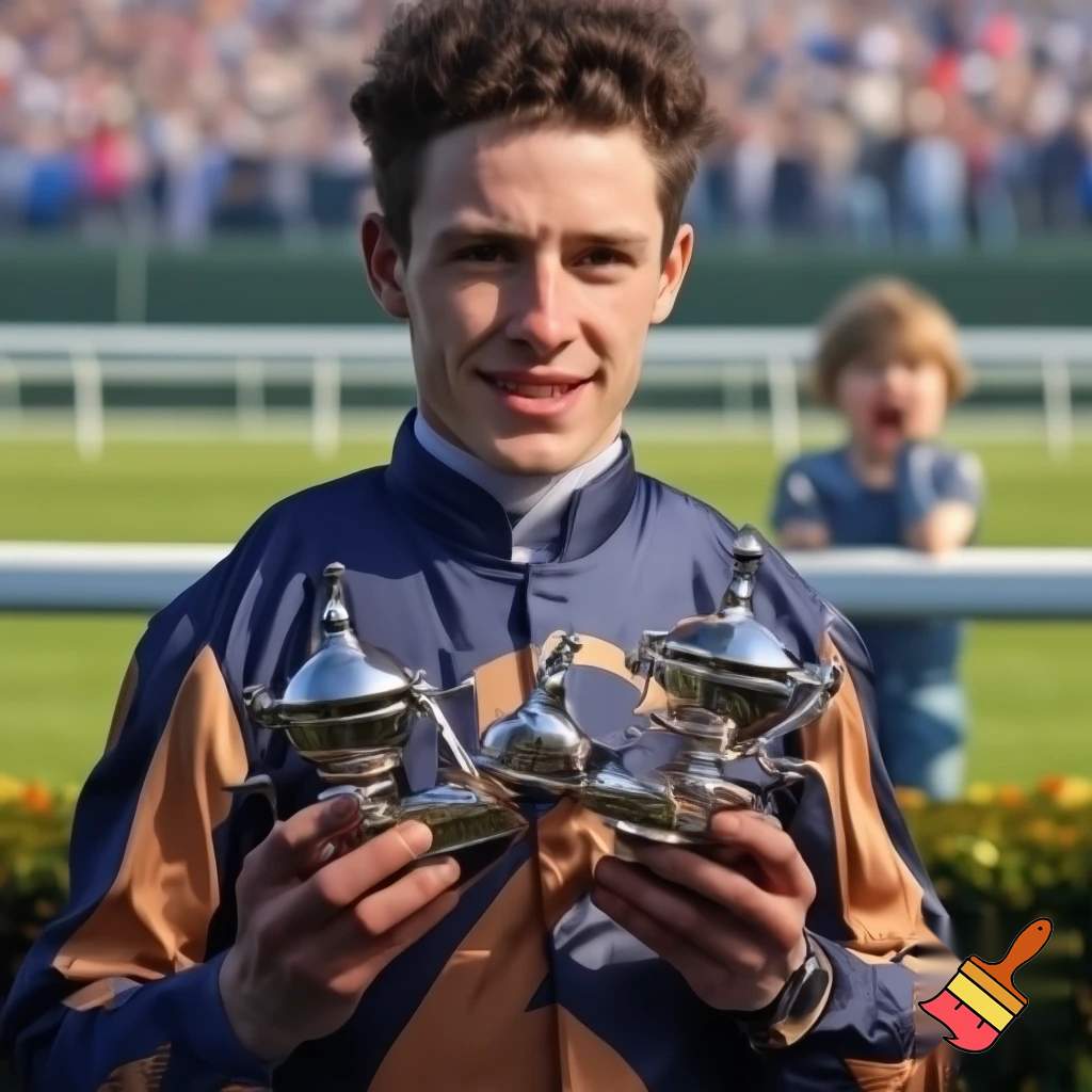 crer un image :Fillino et un frele jeune homme cheveux friser. Il est adult est petit. Sur ses doigt brillent trois chevaliere de c'est victoire passer. Il est favoris pour gagner la course du lendemain. Celebre jockey du phoenix. très acclamer. Il se gonfle de fierter devant la reaction des fan. Il a jamasi quitter la ligne de depart. fillino pleure. il fais des course d'escargot. style realiste
