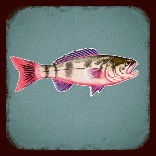 Make me a cool flag with a bass fish 
on it like the American flag but light blue and pink
