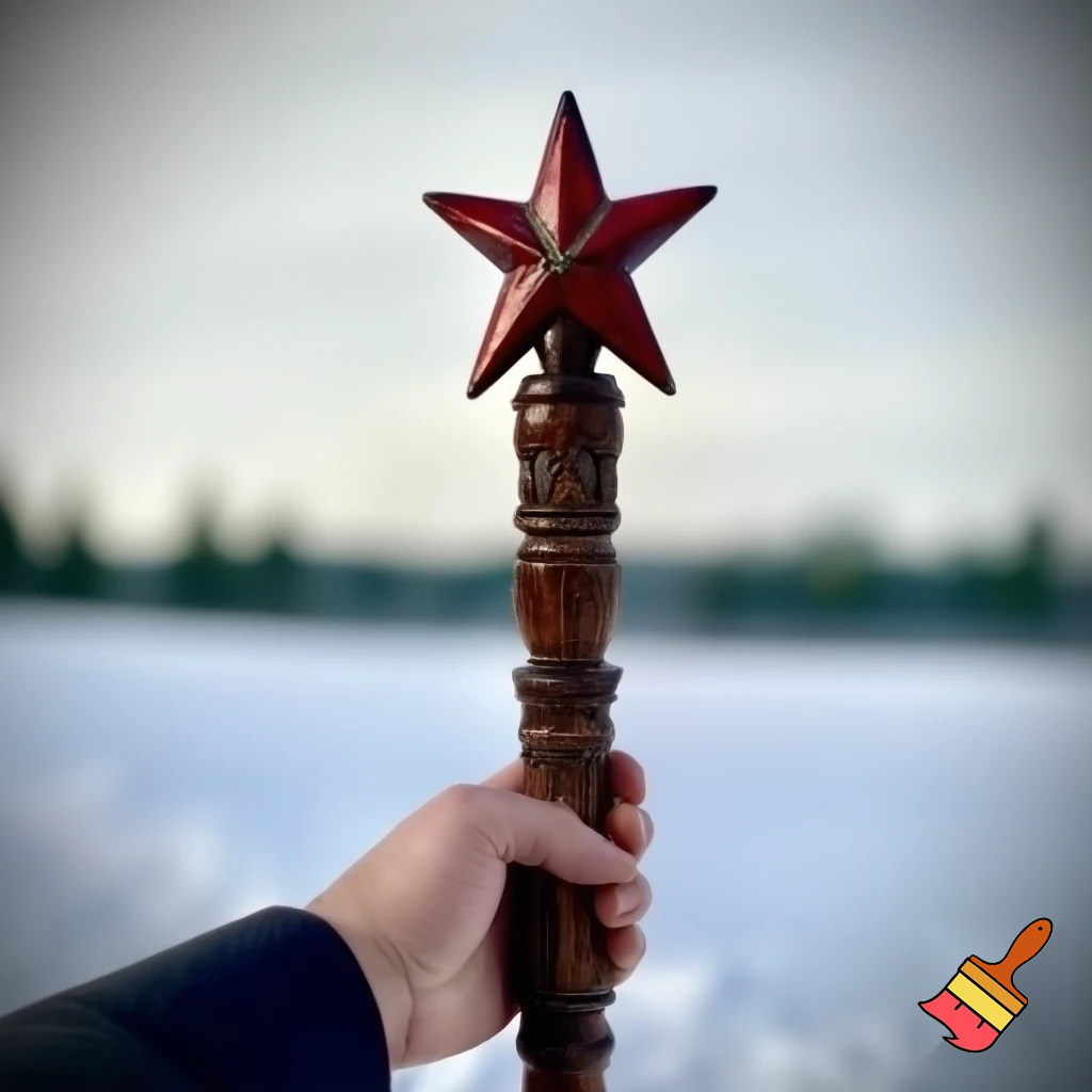 Russian Santa Claus walking stick with a star