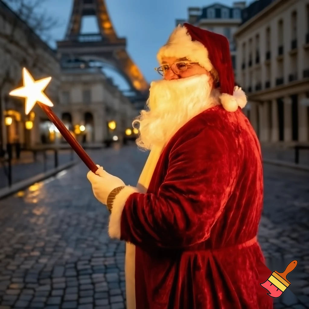 Paris Santa Claus with his magic wand with the star