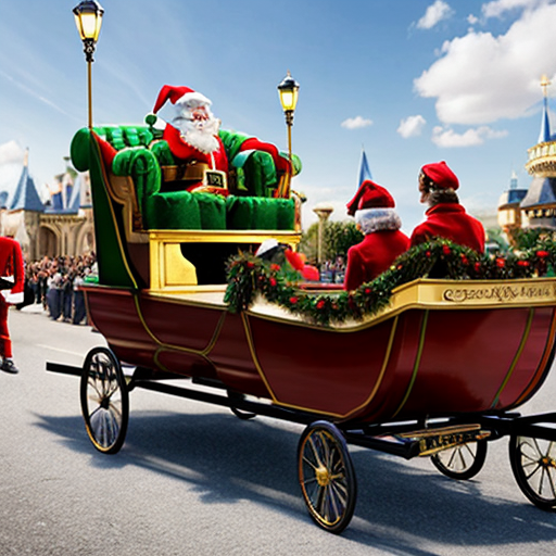 Santa Claus, France parade Paris Disneyland Santa sleigh castle Paris Santa Claus a big parade stage