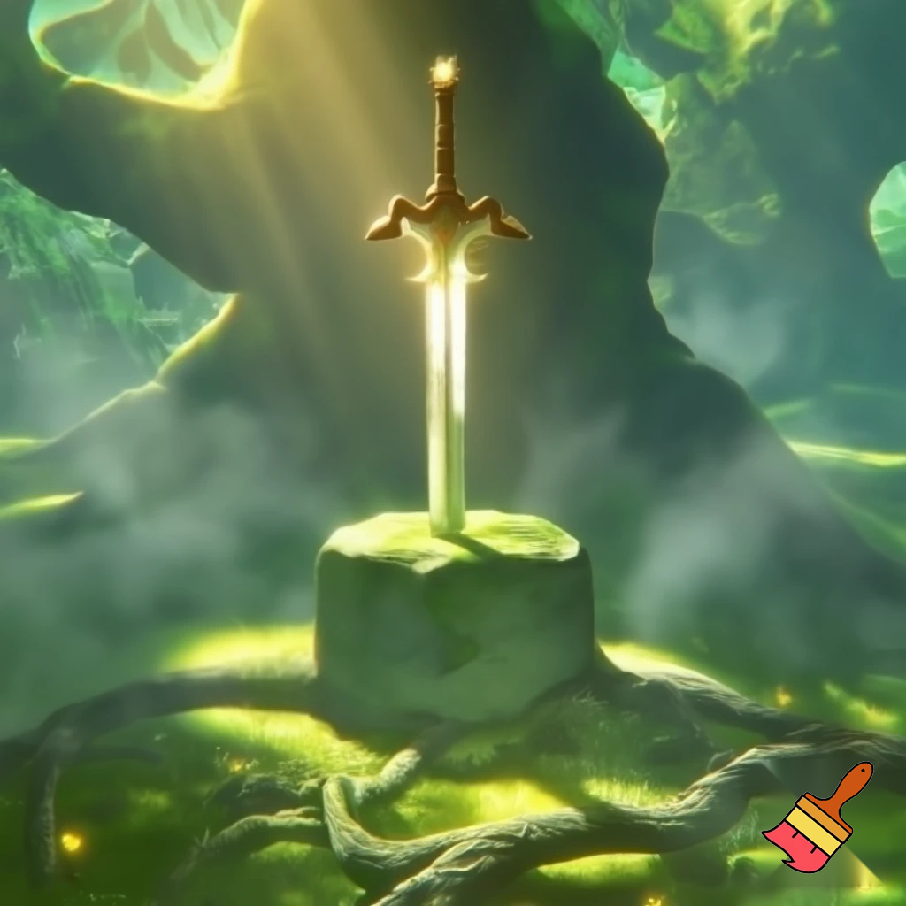 The master sword in the pedistal in the korok forest from botw