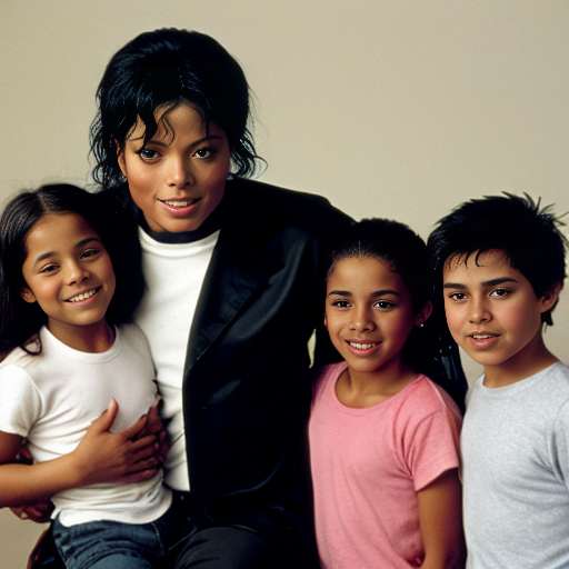 genreate a image of micheal jackson and esptein with kids

