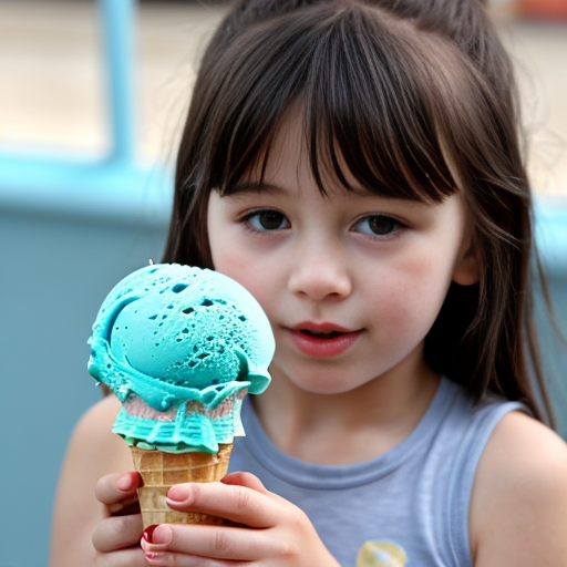 blue ice cream  little girl