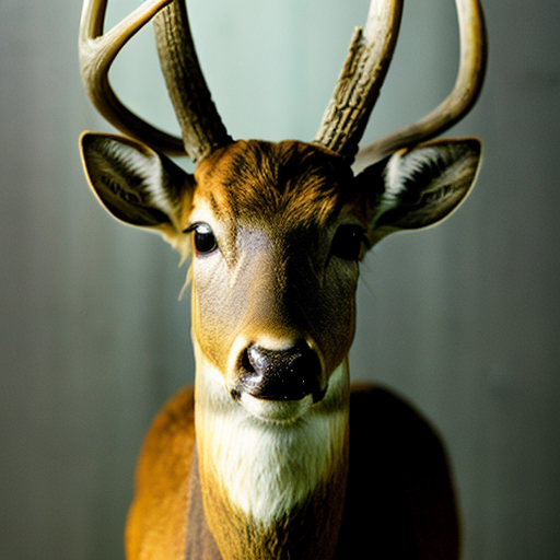 picture of a mugshot deer, with scars, serious face holding a lineup