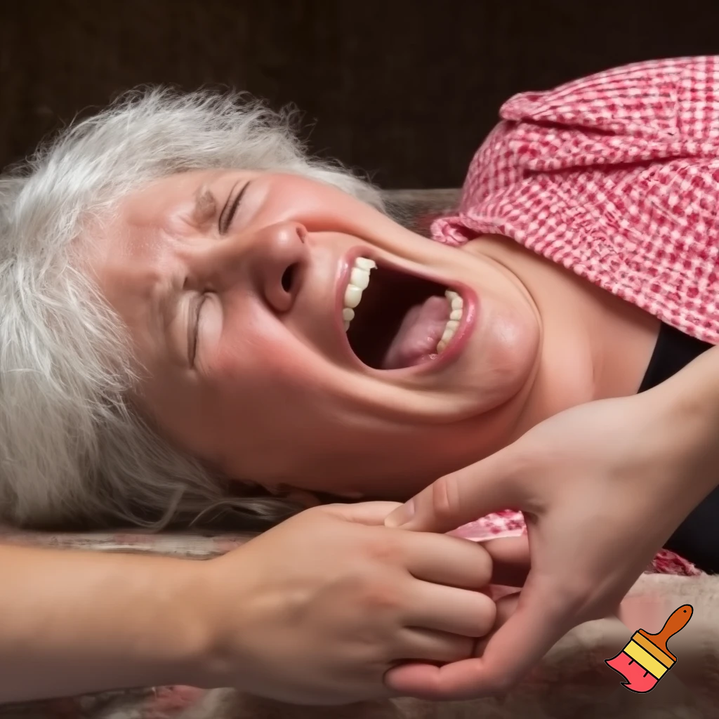 Old Woman screams in agony because she's being incinarated. 
