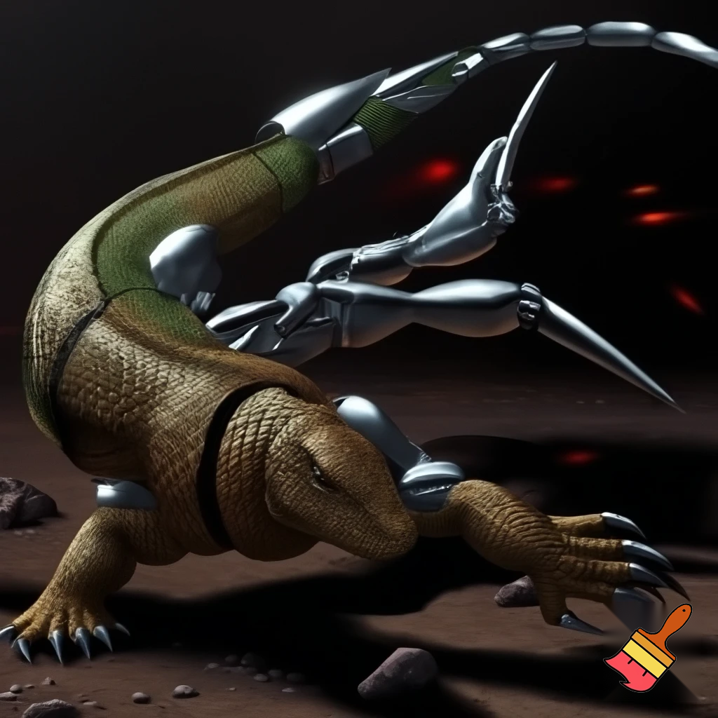 Half komodo half white swinging steel