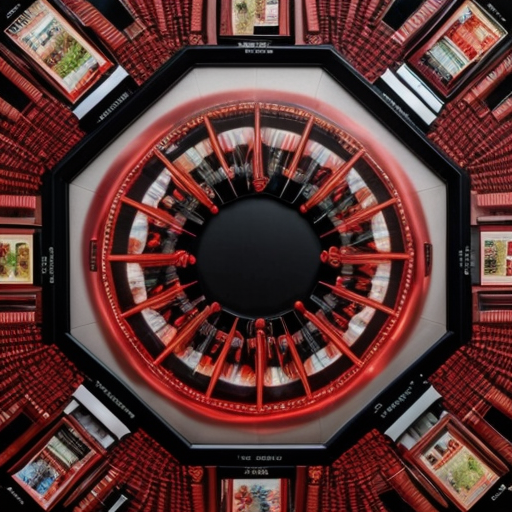Could you generate a crime board with photos and red threads forming an octagon?