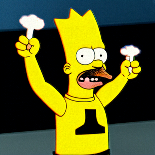 Bart Simpson saying whoo with only arms and head in Darth Vader Offit 
