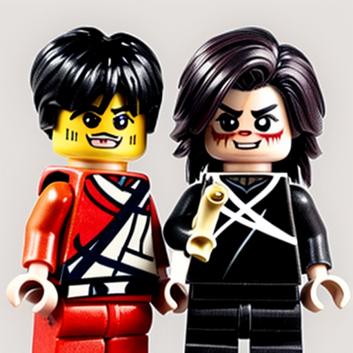 "A cute chibi-style illustration of three characters from the LEGO Ninjago universe showing Kai killing Cole and Zane with a knife. The characters are Kai, Cole, and Zane, each with their distinct hairstyles and ninja outfits — Kai with spiky dark brown hair and red ninja suit, Cole with black hair and a black ninja suit and Zane being the robot, light grey. All characters have fear in their eyes, scared expressions, and soft rounded features typical of chibi anime art. The scene is colorful, sketchy, and whimsical with bright outlines and pastel shading on a clean white background splattered with blood."