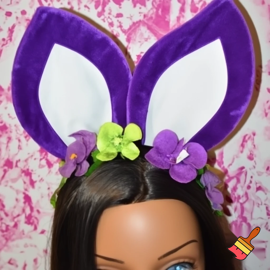 Easter bunny headband, top hat, Easter hat headband, top hat, purple and white, purple and white velvet top hat