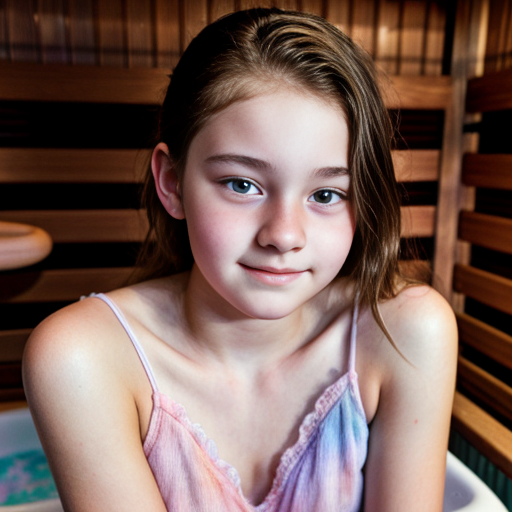 Young teen in ethereal pastel watercolor, capturing a youthful, hopeful spirit, with soft lighting and delicate brush strokes. bastu, sauna