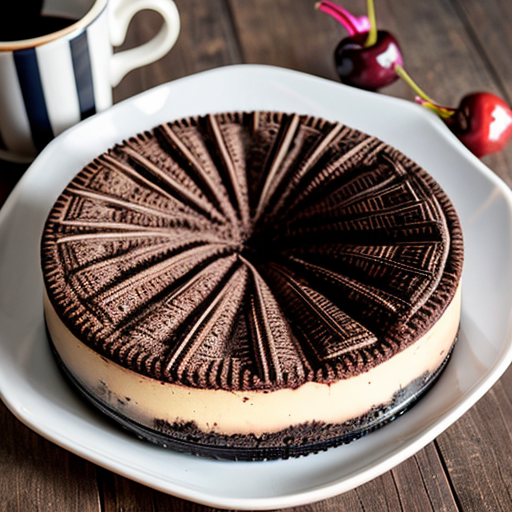 create a light brown oreo with cherry blossom Cheesecake filling
