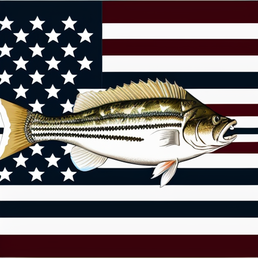a flag with a bass fish and the American flag with 2 stars and camo