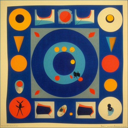 Fill a Circle with Miro and Max Ernst type elements 