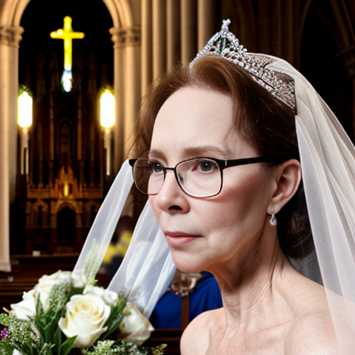 John Goodman y Elizabeth Perkins glasses con corona Flores veil con traje formal elegante boda sensual sexy con holding ramo de flores con altar con iglesia templó católico con foto studio 31