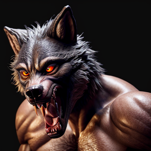 A werewolf showing its penis and moaning and shaking 
