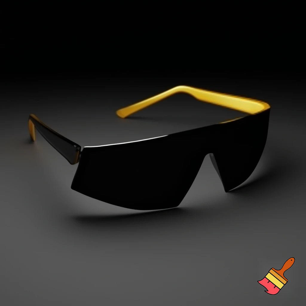 super-sport sunglasses with black tinted lenses and gold-yellow arms 