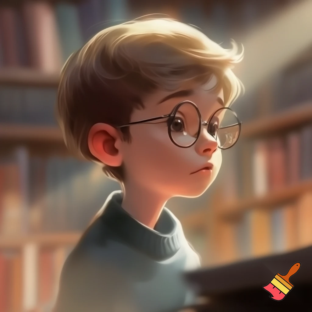 Blonde hair boy with gasses
