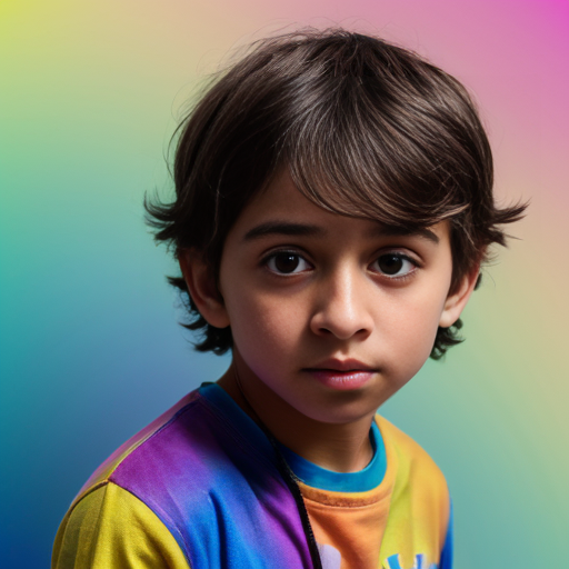 a nervous short 14 brown boy with rainbow clothing who is a human
