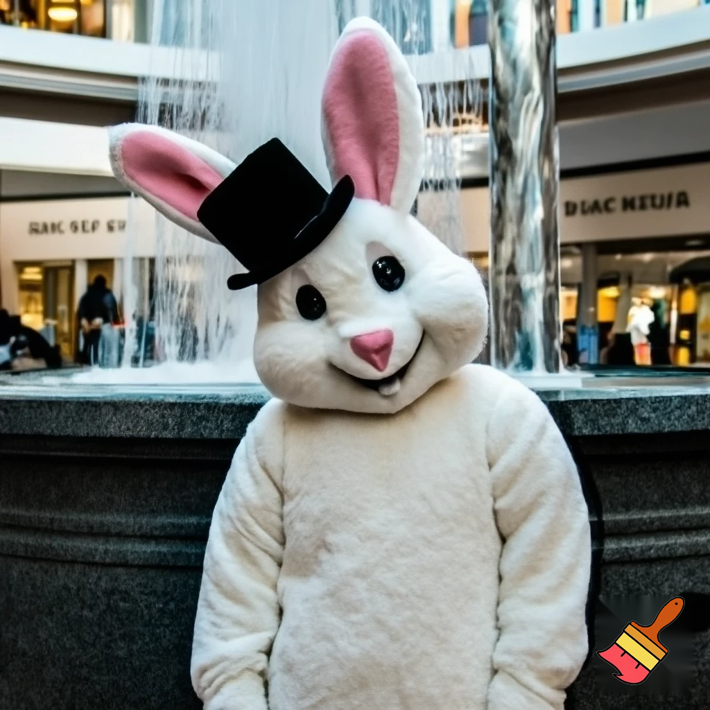  Easter bunny mascot costume top hat special land special in delicate shopping Centre Fountain Gate a colour face