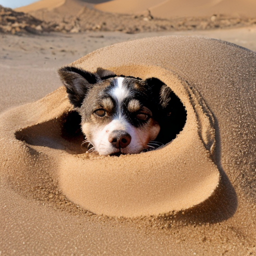 Lily loud buried in sand up to her neck only her head sticking out