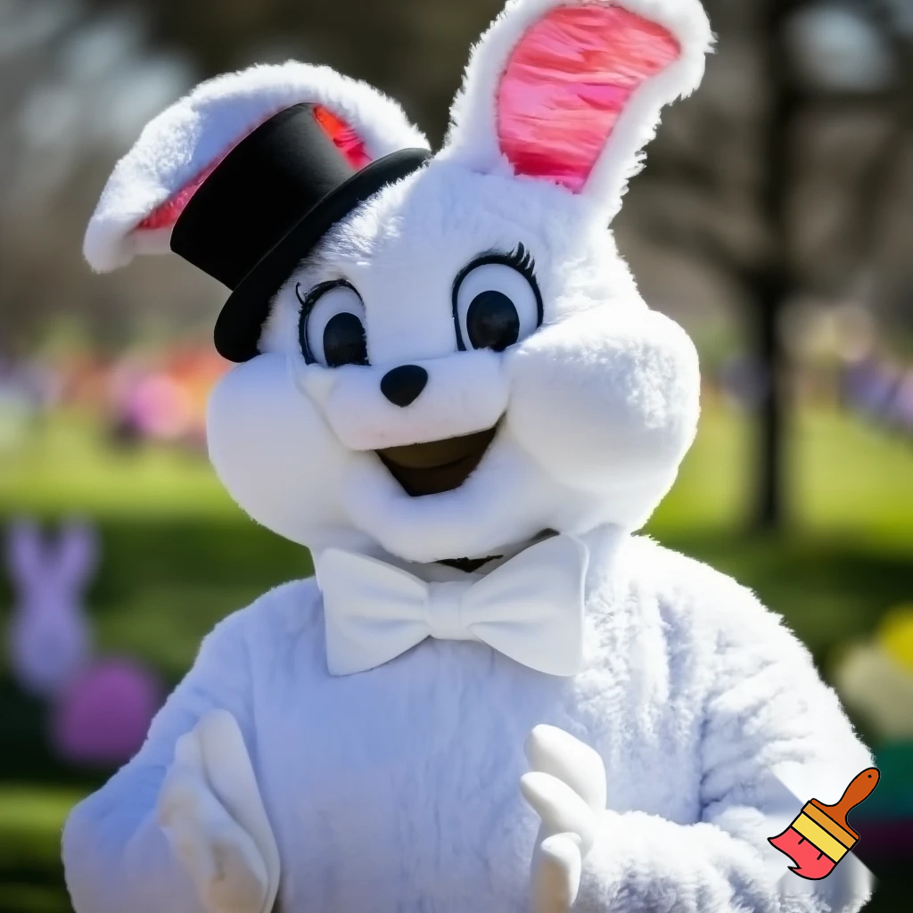 Easter bunny mascot top hat costume