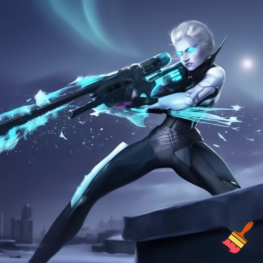 Killer Frost Crystal Frost using a sniper rifle 