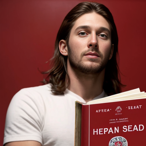 God in heaven 
holding a book with seven red seals on it and John looking up at him
