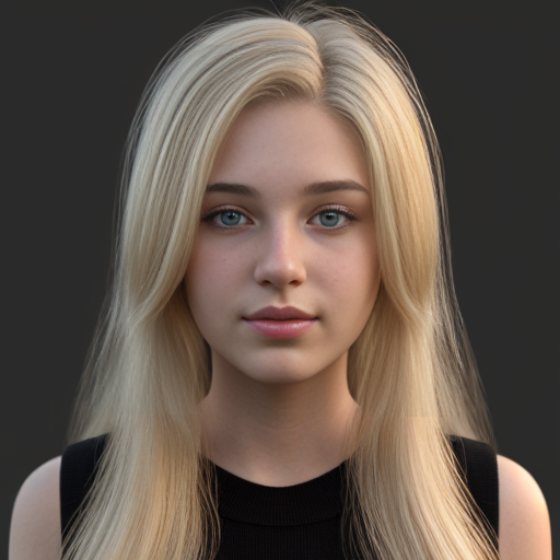 an 18 year old girl with long blond hair realistic