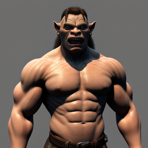 Buff young Man, about 21, turning into a modern day orc