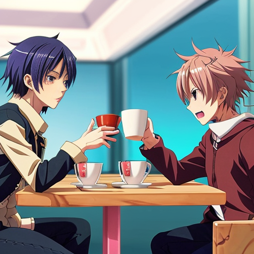 monkeys in a cafe having a fight over a cup of tea
