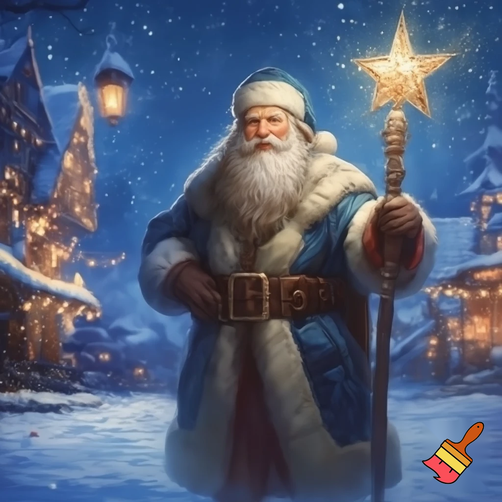 Santa Claus Russians walking stick star