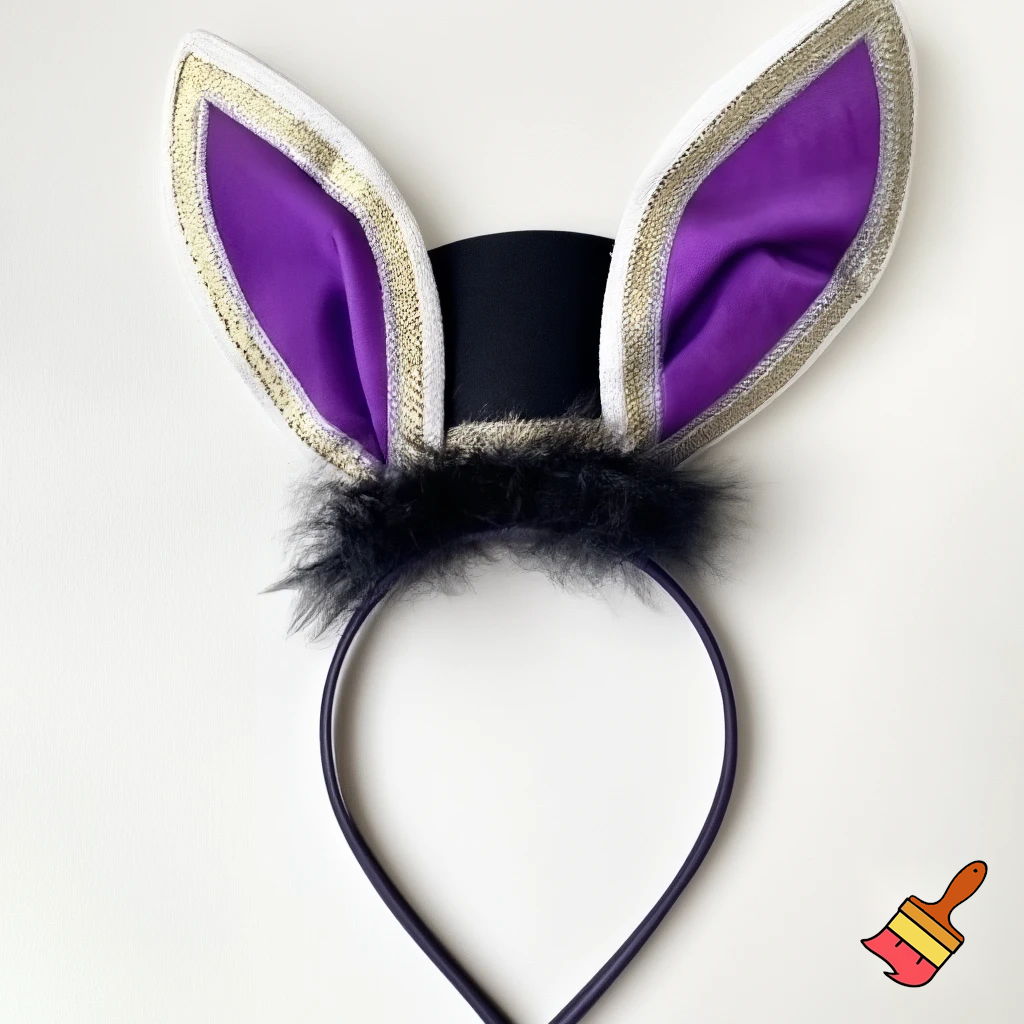 Easter bunny top hat headband, purple and white gold and silver top hat black purple dark purple