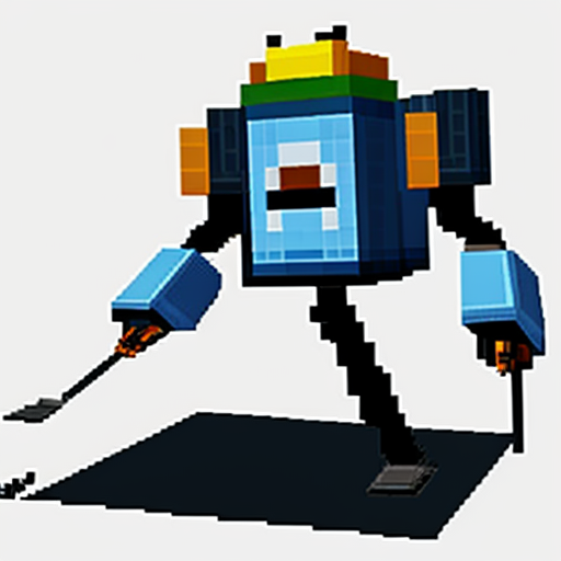 Make a pixel art of a enemy that is a robot crane head and has crane arms is really tall and is found in junkyards they could also shot balls of energy and this is a enemy for jumpbot the main charecters in our game