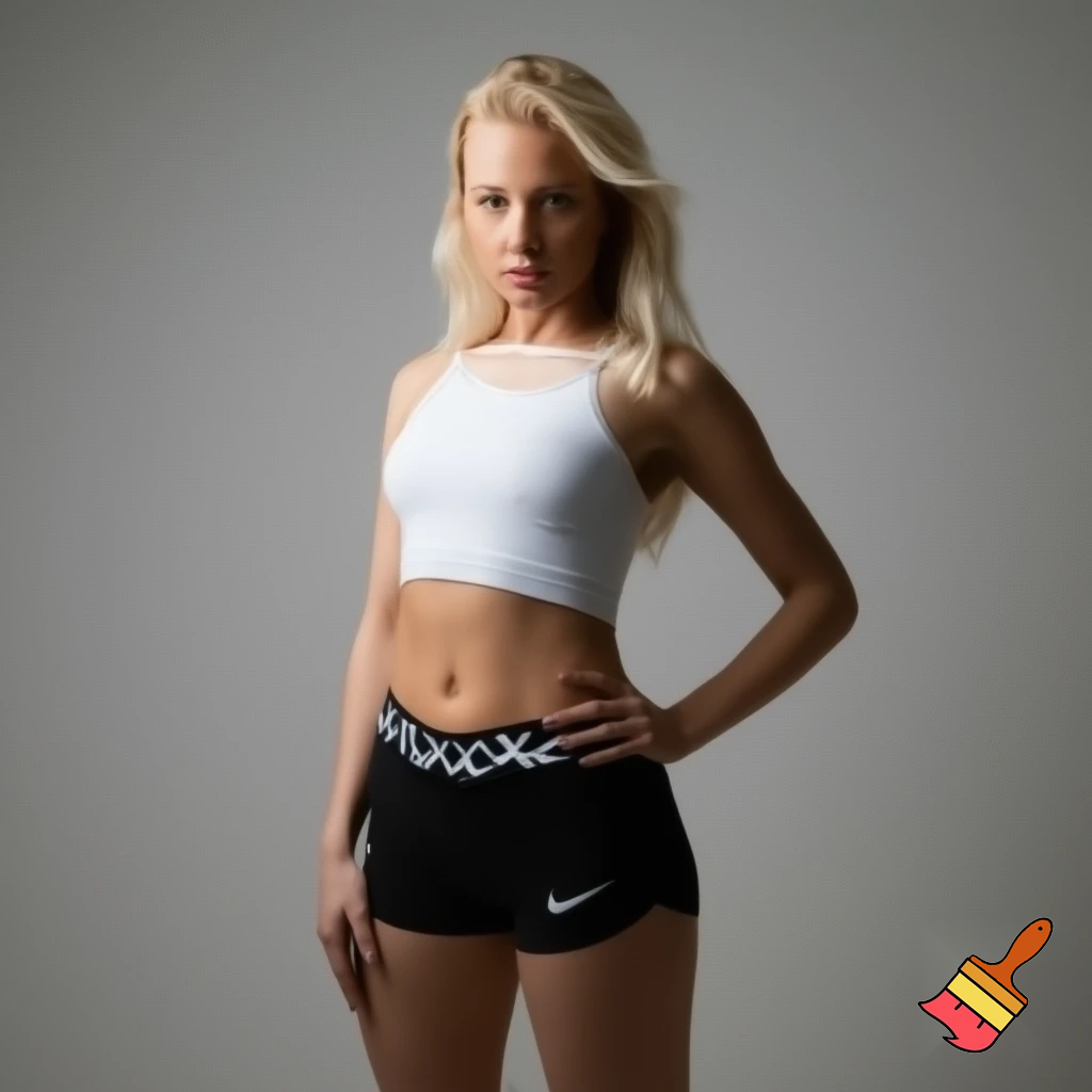 blonde woman in Nike pro shorts