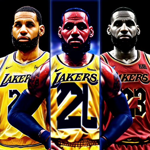 generate a lebron james image with the title pyramid_hq the goat
