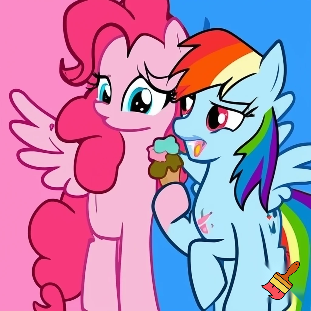  Pinkie pie and rainbow dash with ice cream 
