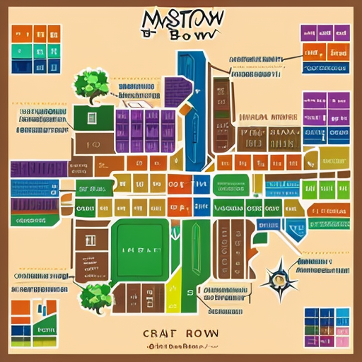 A map of a small Medieval Town named Brown Town. Drawn entirely from Microsoft paint.