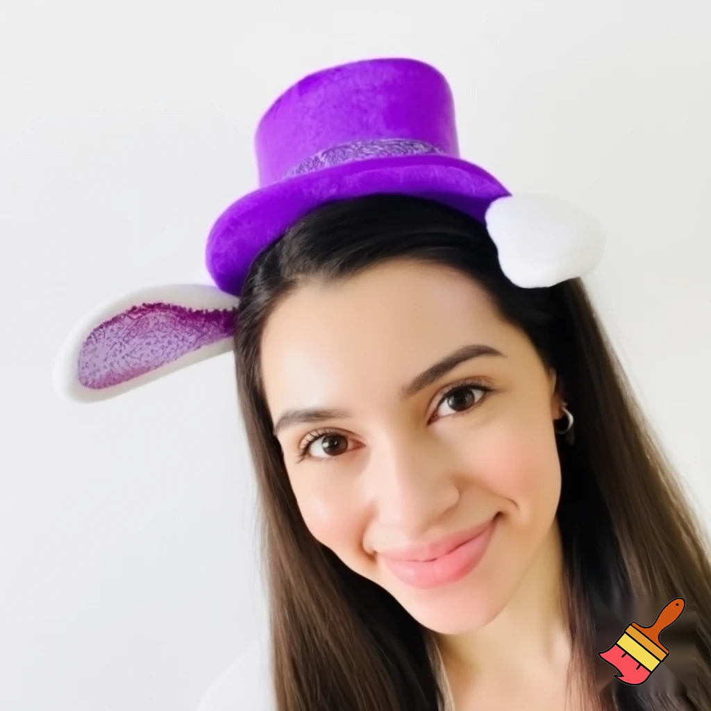 Special top hat headband Easter headband with rabbit, ears, purple and white purple and white with glitter velvet